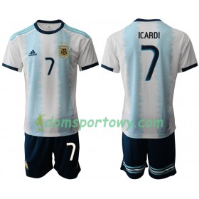 Koszulka Argentyna ICARDI 7 Dziecięcy Domowe Koszulki Piłkarskie Copa América 2019 Krótki Rękaw